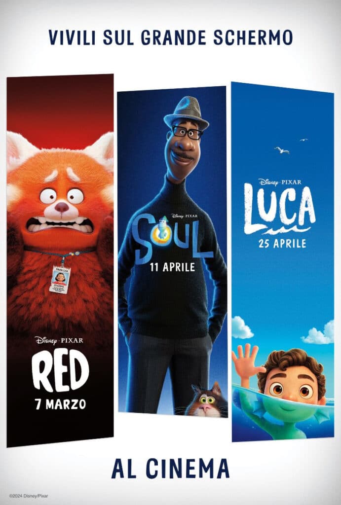 Red, Soul e Luca: I 3 Film Disney Pixar per la prima volta al cinema