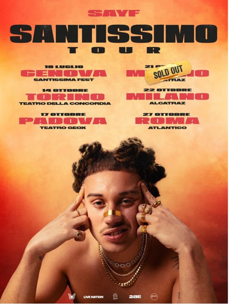 Sayf, dopo il podio a Sanremo aggiunge tre nuove date per il Santissimo Tour, Milano è sold out!