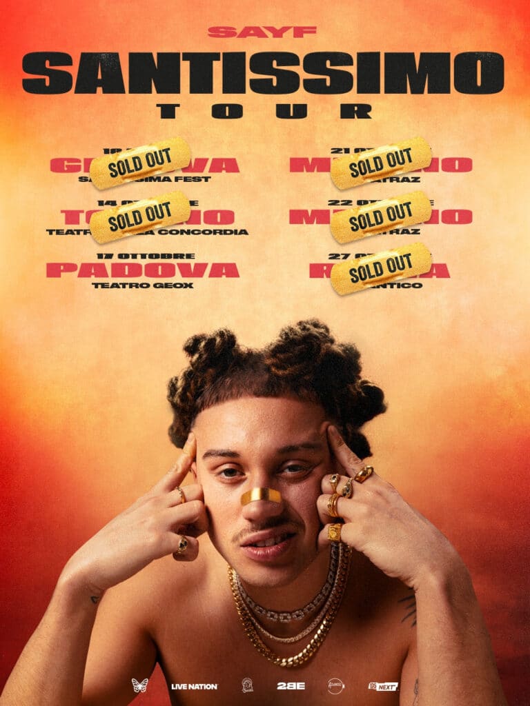 Sayf, il Santissimo Tour parte il 14 ottobre con quattro date già sold out